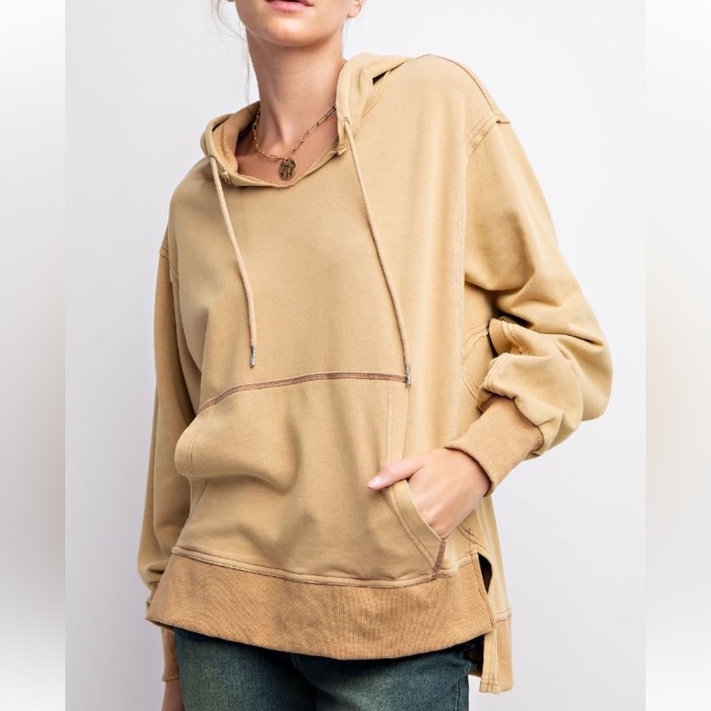 842 ❤️EASEL MINERAL WASHED TERRY KNIT HOODIE - Picture 3 of 4